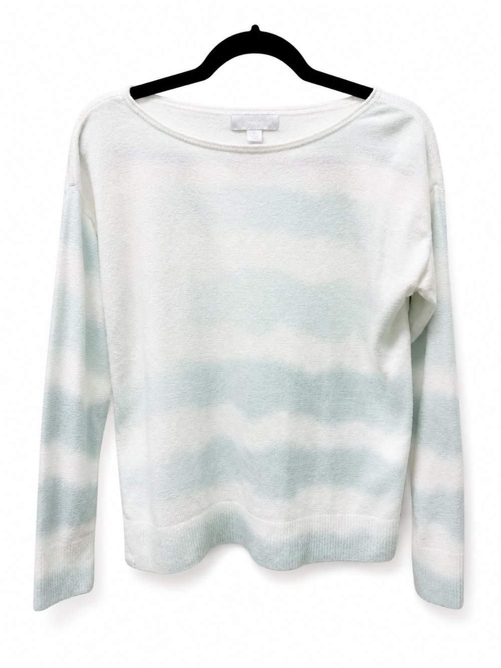Barefoot Dreams Striped Crewneck Sweater - White & Light Aqua